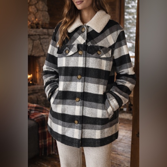 Koolaburra by UGG Sherpa Collar Plaid Jacket Buffalo Check Coat Cozy Cabin XL - Picture 10 of 10